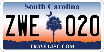 SC license plate ZWE020
