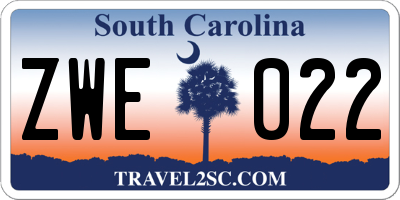 SC license plate ZWE022