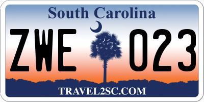 SC license plate ZWE023