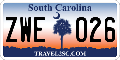 SC license plate ZWE026