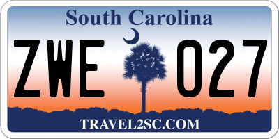 SC license plate ZWE027