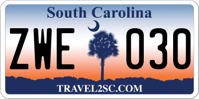 SC license plate ZWE030
