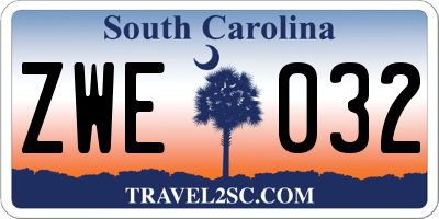 SC license plate ZWE032