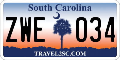 SC license plate ZWE034