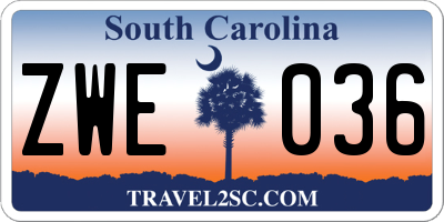 SC license plate ZWE036