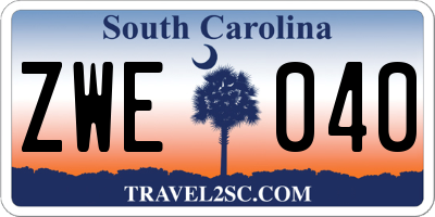 SC license plate ZWE040