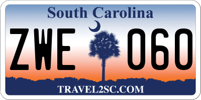 SC license plate ZWE060