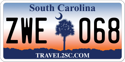 SC license plate ZWE068