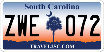 SC license plate ZWE072