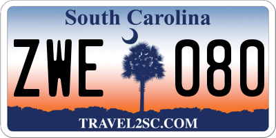 SC license plate ZWE080
