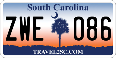 SC license plate ZWE086