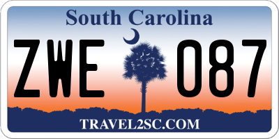 SC license plate ZWE087