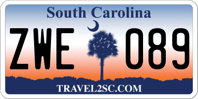 SC license plate ZWE089