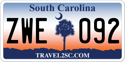 SC license plate ZWE092