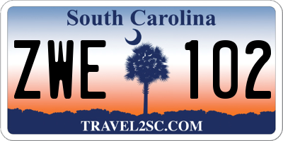 SC license plate ZWE102