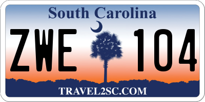 SC license plate ZWE104