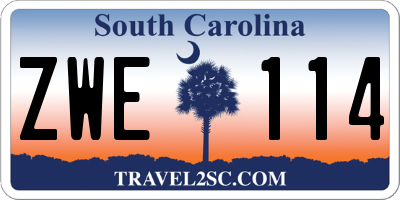 SC license plate ZWE114