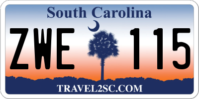 SC license plate ZWE115