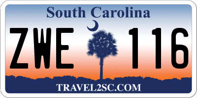 SC license plate ZWE116