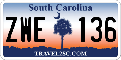 SC license plate ZWE136