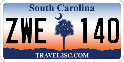 SC license plate ZWE140