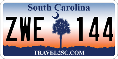 SC license plate ZWE144
