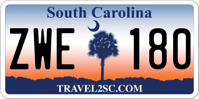 SC license plate ZWE180