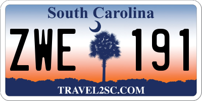 SC license plate ZWE191