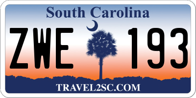 SC license plate ZWE193