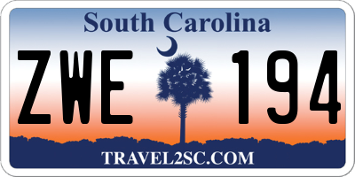 SC license plate ZWE194