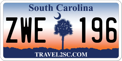 SC license plate ZWE196