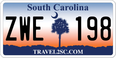SC license plate ZWE198