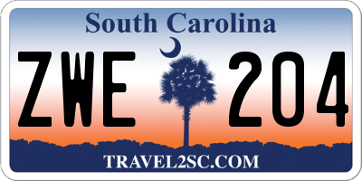 SC license plate ZWE204