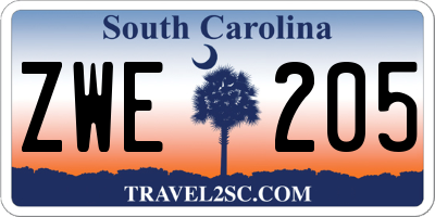 SC license plate ZWE205