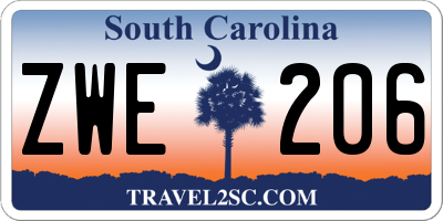 SC license plate ZWE206