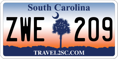SC license plate ZWE209