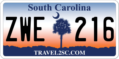SC license plate ZWE216