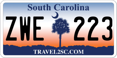 SC license plate ZWE223