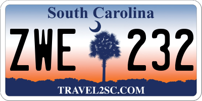 SC license plate ZWE232