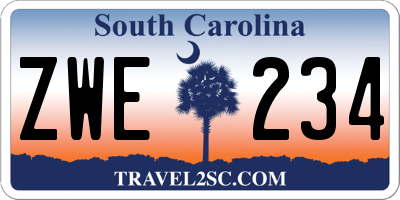 SC license plate ZWE234