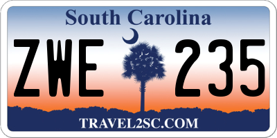 SC license plate ZWE235