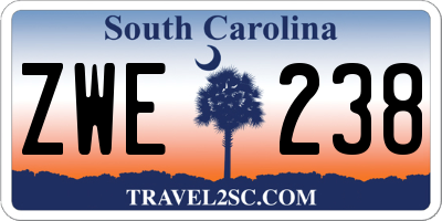 SC license plate ZWE238