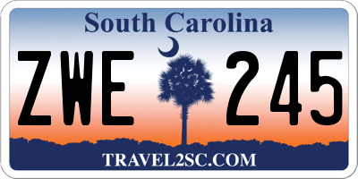 SC license plate ZWE245