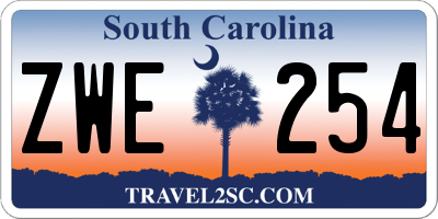 SC license plate ZWE254