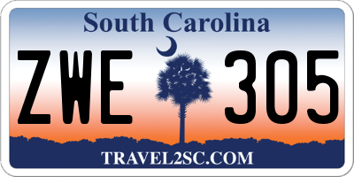 SC license plate ZWE305