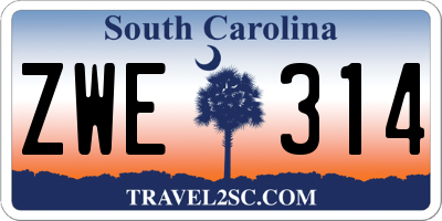 SC license plate ZWE314