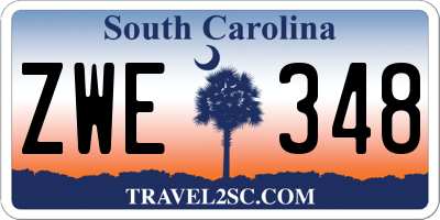 SC license plate ZWE348
