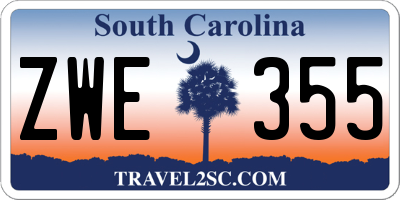 SC license plate ZWE355