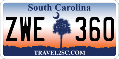 SC license plate ZWE360