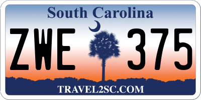 SC license plate ZWE375